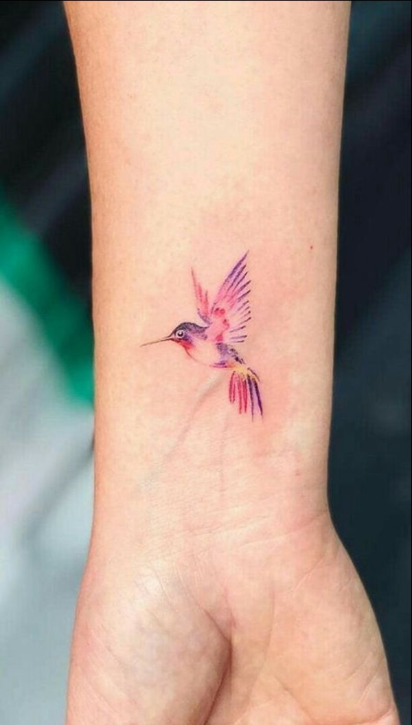 cute bird watercolor wrist tattoos
