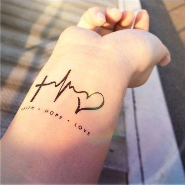 heartbeat and inspired word wrist tattoos