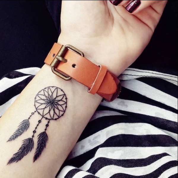 small dreamcatcher wrist tattoos