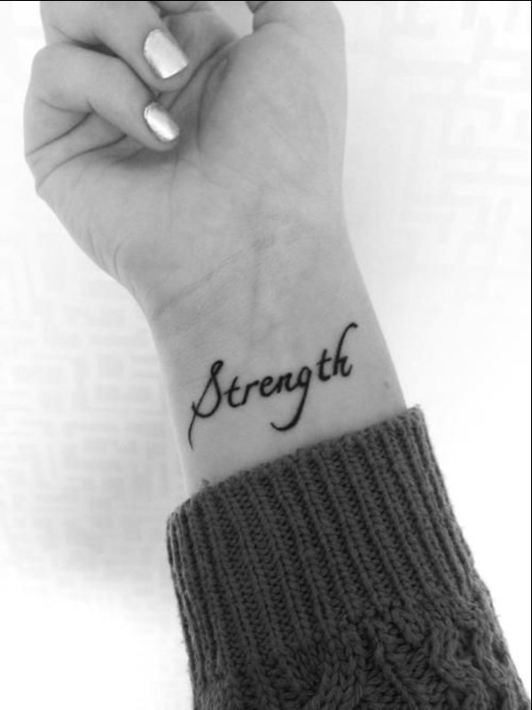 strength word inspirational wrist tatttoos
