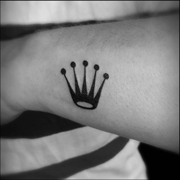 "small \"rolex\" crown tattoo"