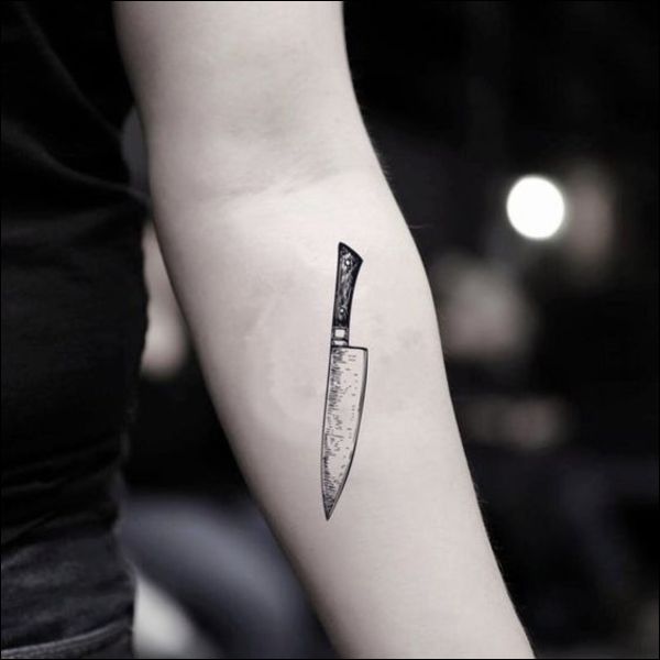 outline tattoos chef knife