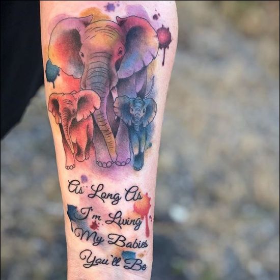 Mother and Baby Elephant Tattoo Idea