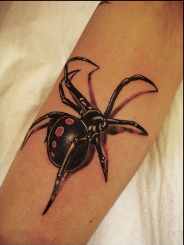 3d black widow spider tattoo