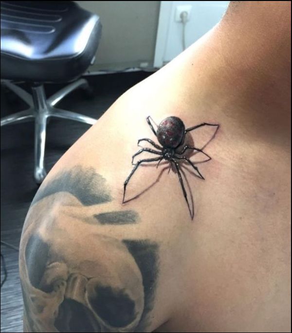 traditional black widow tattoo