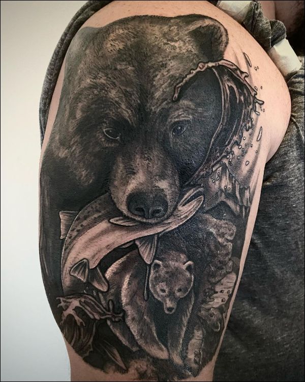 fish and bear tattoo designs
