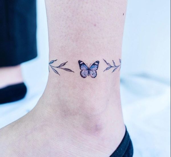 butterfly tattoo on ankle for female