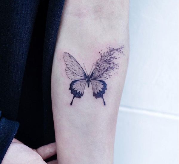 inner forearm butterfly tattoo