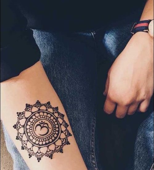Om with lotus mandala tattoo designs