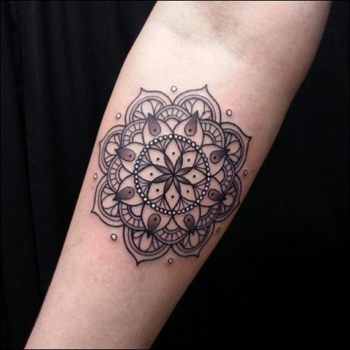 Inner forearm lotus mandala tattoo designs