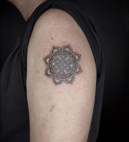 Celtic lotus mandala tattoo designs on shoulder