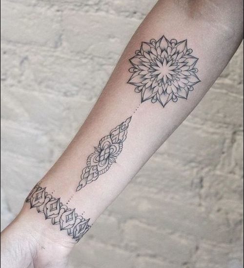 mandala with wrist band tattoo