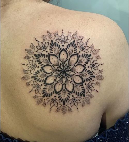 Lotus mandala tattoo designs on upper back