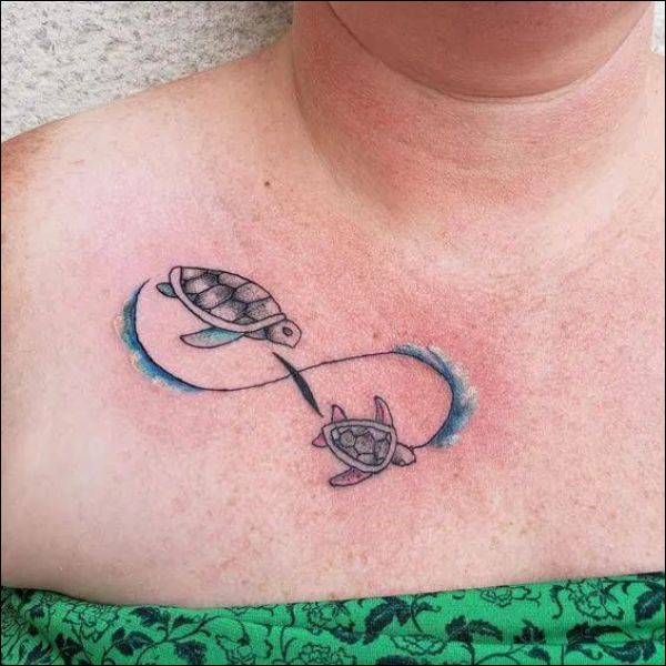 infinity turtle tattoo design on chest for men and women