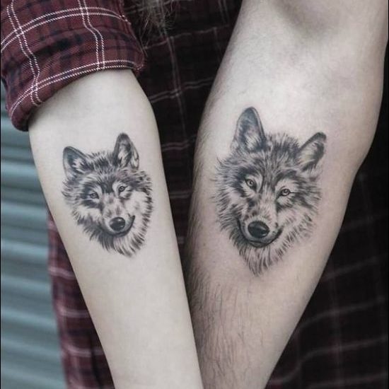 couple wolf tattoos designs