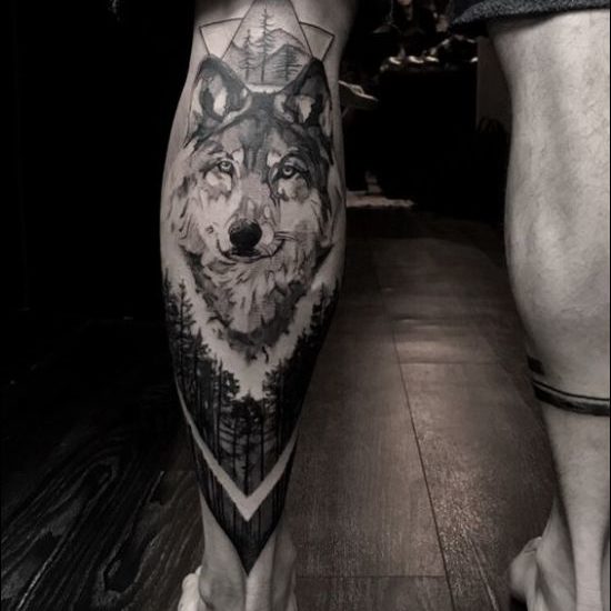 geometric wolf tattoos designs