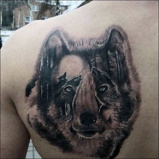 Pack of wolf tattoos designs on back