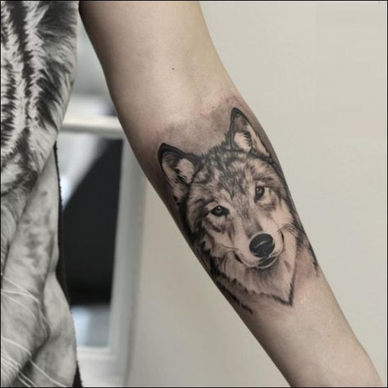 wolf tattoo designs on inner forearm