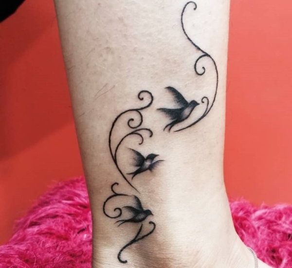 small cute birds ankle tattoos