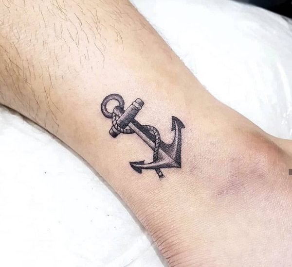 anchor tattoo on ankle for men and women