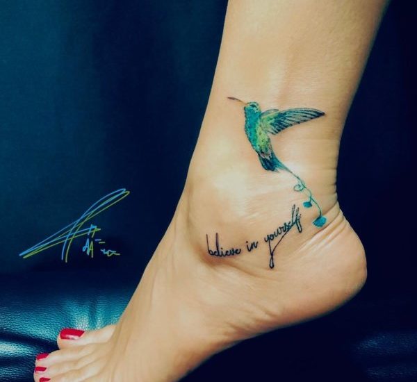 quotes with birds ankle tattoo