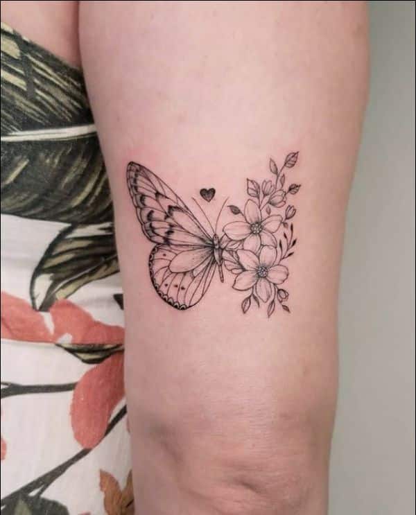 butterfly flower tattoo design