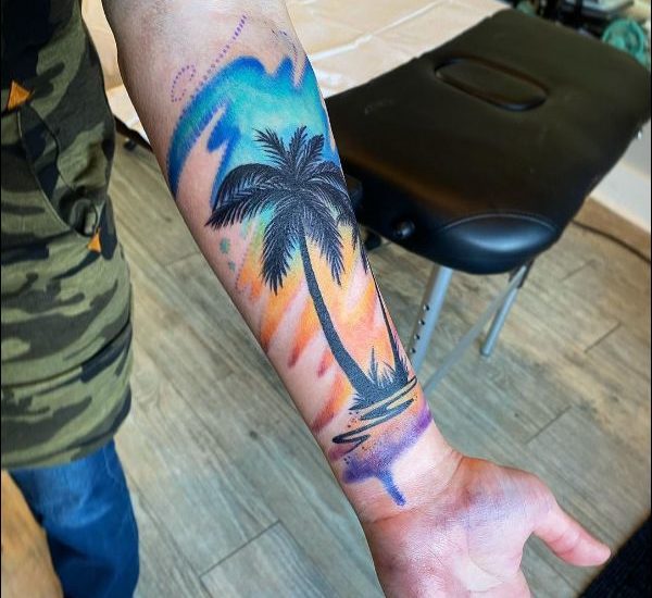 Tiger Lotus Tattoo and Piercing Inc  Cute little Palm Tree and Sunset  tattoo by Felicia  Facebook