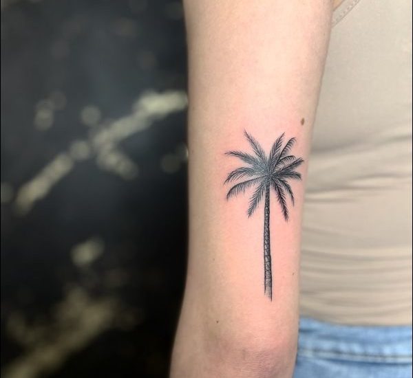Minimalist Palm Tree Tattoo Idea  BlackInk