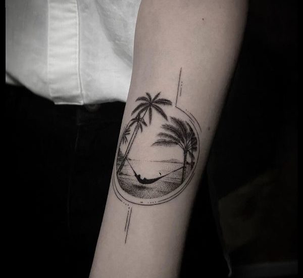 palm tree tattoo design on forearm