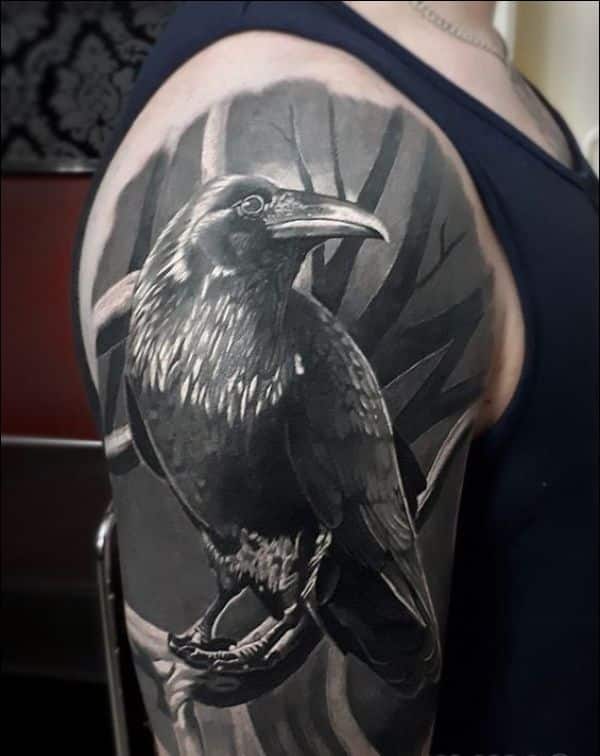 crow tattoo design on shoulder