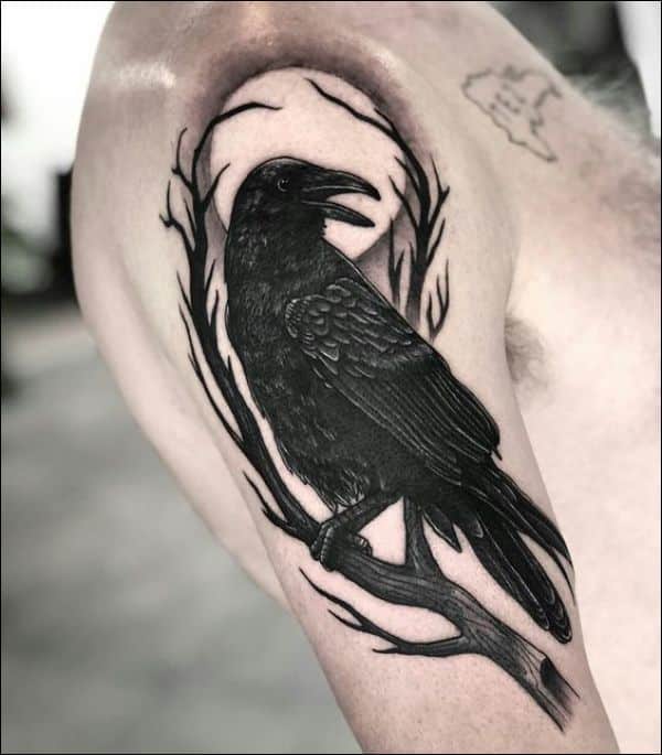 black crow tattoos on arm