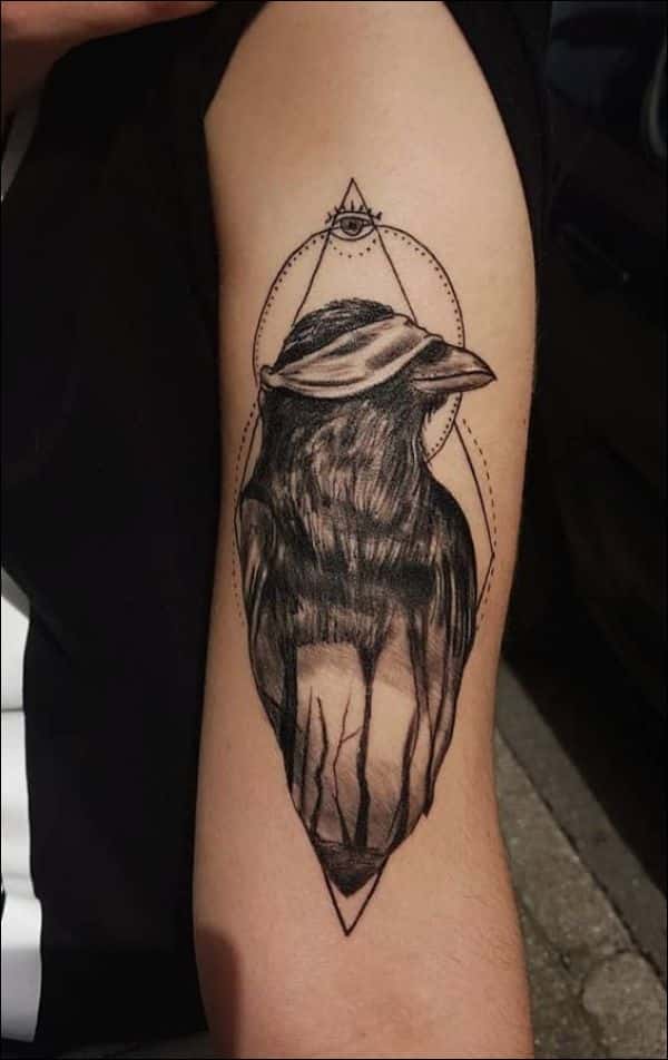 blindfold crow tattoo designs