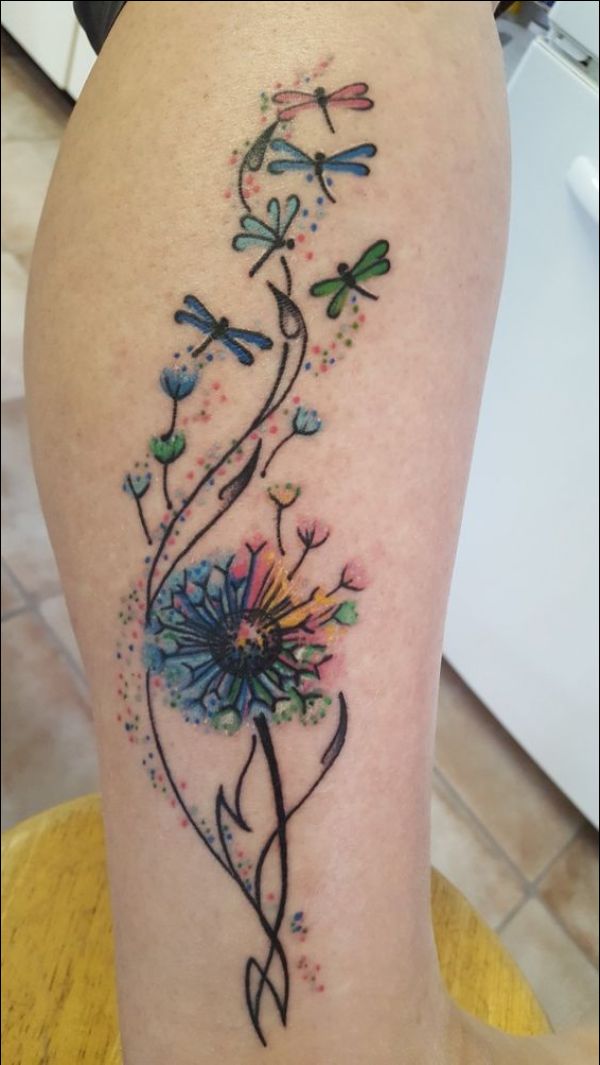 best dragonfly tattoo designs with dandelion