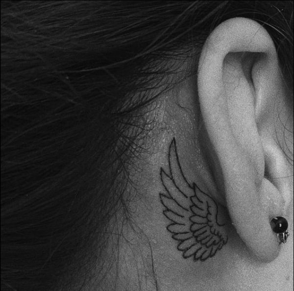 Angel Wing Tattoo Behind Ear