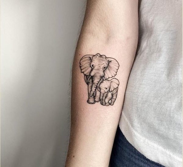 baby elephant silhouette tattoo