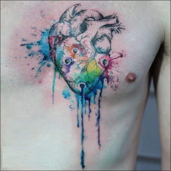 watercolor heart tattoos