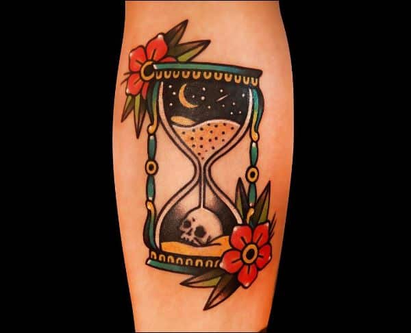 hourglass tattoo traditional