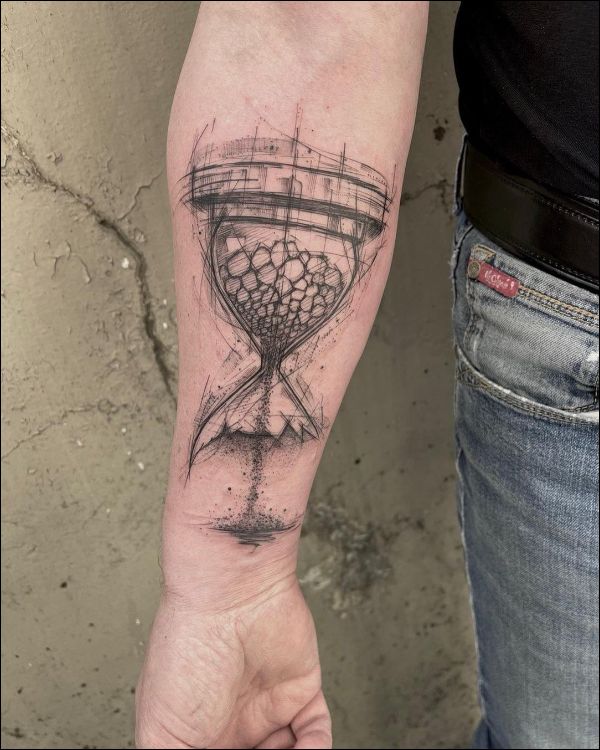 broken hourglass tattoo