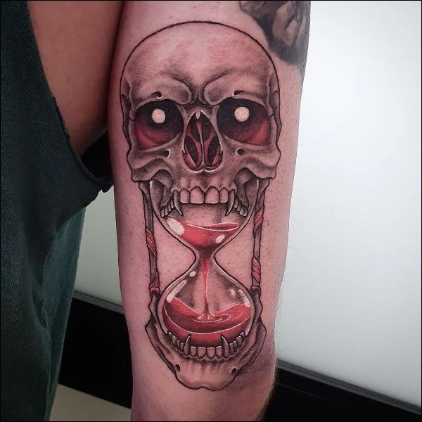 Hourglass and Skull tattoo by Nat Devilette  Post 18196