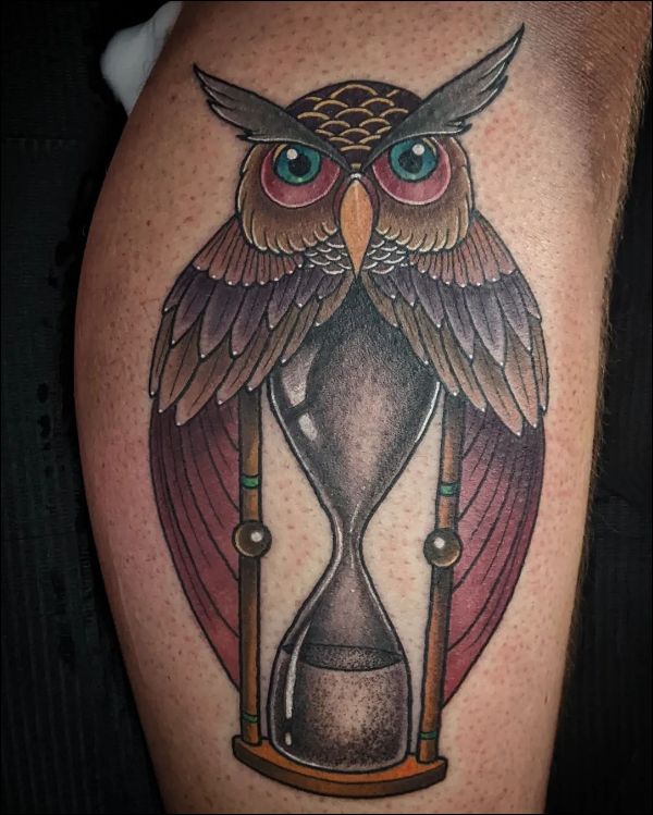 Flying Owl Hourglass Tattoo Design Illustration Stock Vector Royalty Free  1669711438  Shutterstock