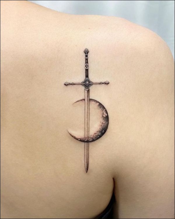 sword and moon tattoos