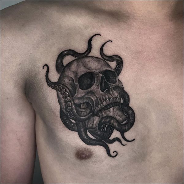 best octopus tattoo on chest