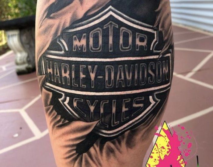 harley davidson bar and shield tattoo｜TikTok Search