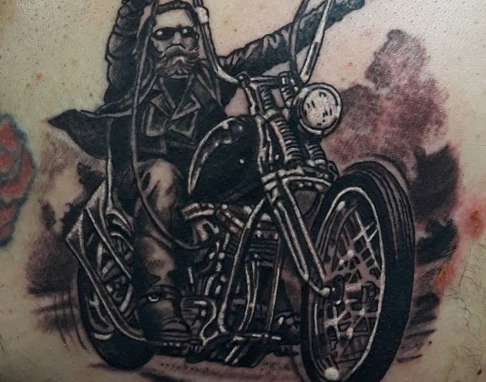 Beautiful Harley Davidson portrait tattoo designs