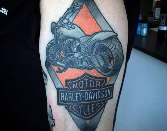 Harley Davidson Motorcycle tattoo designs on biceps