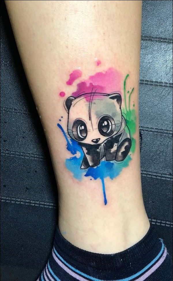 watercolor panda tattoos designs