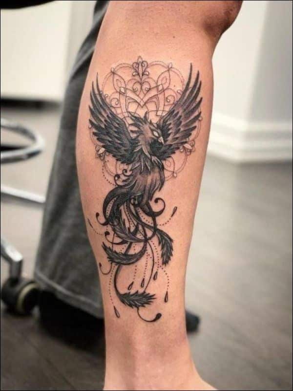 phoenix leg tattoo