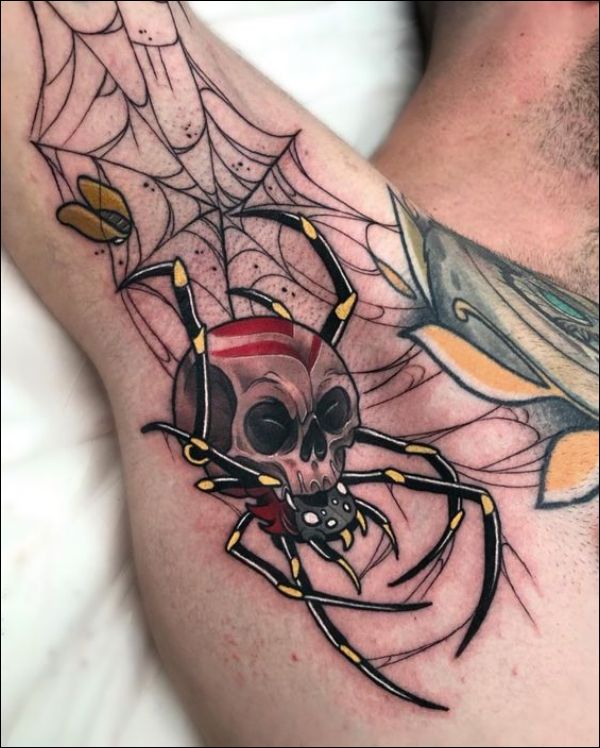 skull and spider tattoo designs on ribcage ideas for men and women