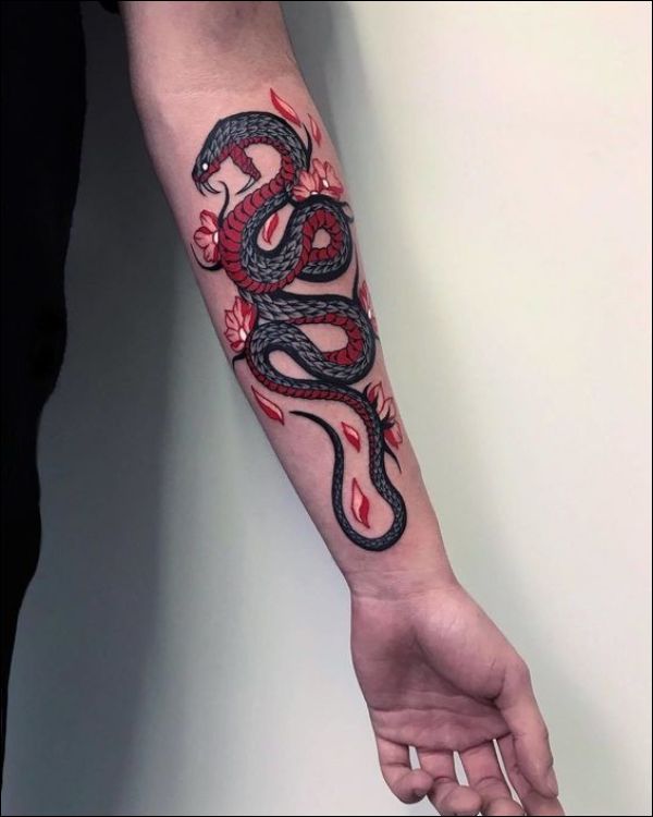 red snake tattoo designs for men and women