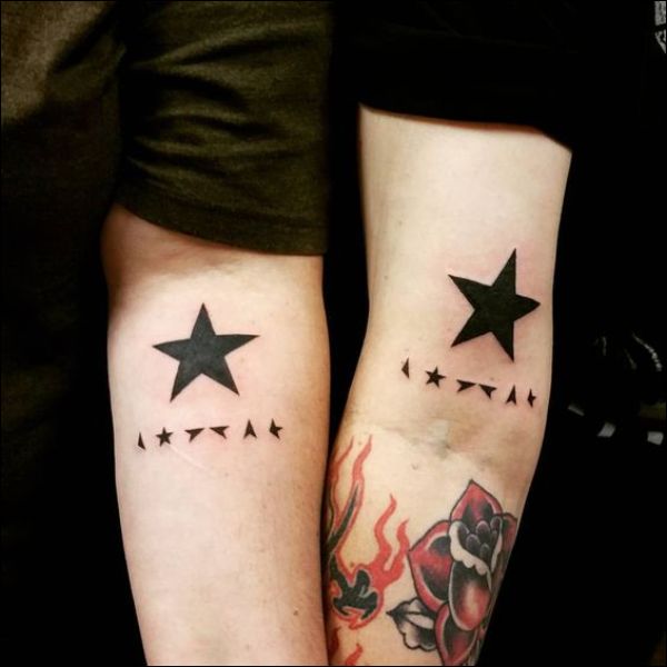 couple star tattoos 